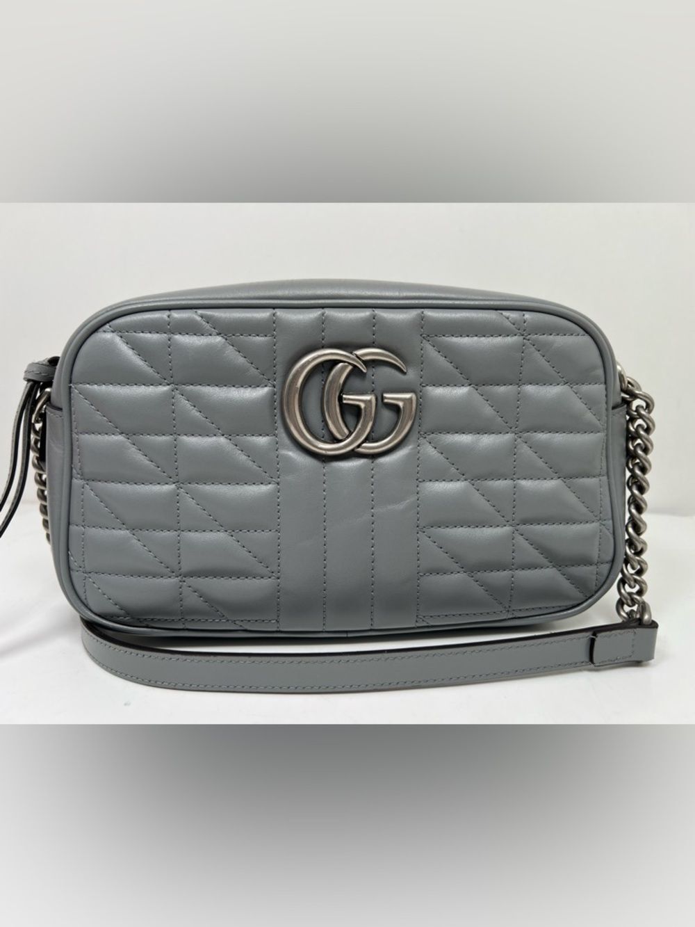 Gucci Double G Marmont Gray Crossbody Bag